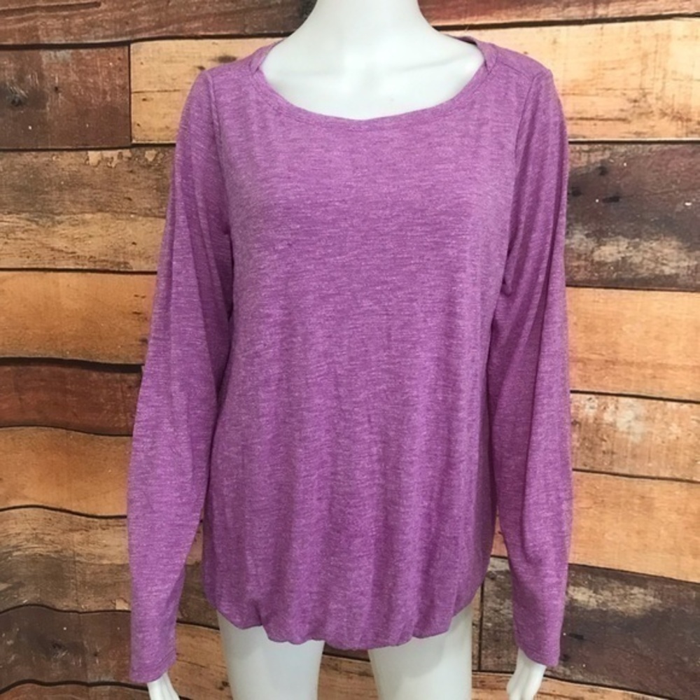 Athleta Purple Suri Long Sleeve Blouse Sz L